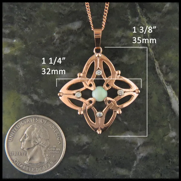 Trinity Star Pendant with Opals and Diamonds in 14K Rose Gold