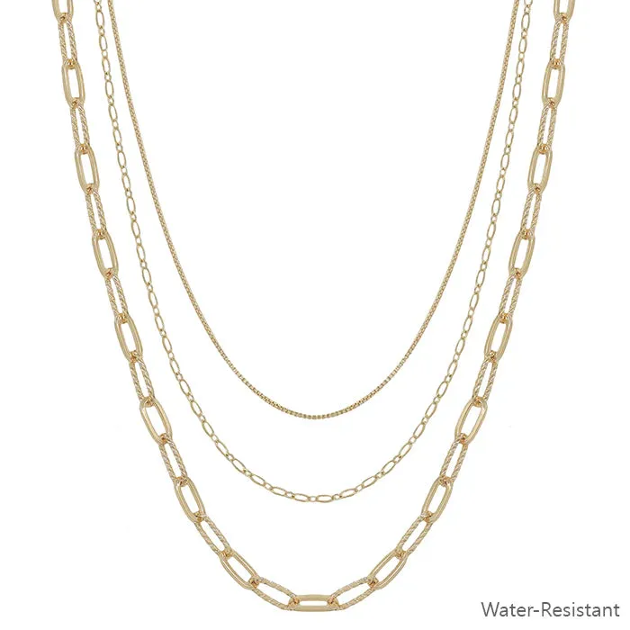 Triple Layered Clip Chain Necklace Set