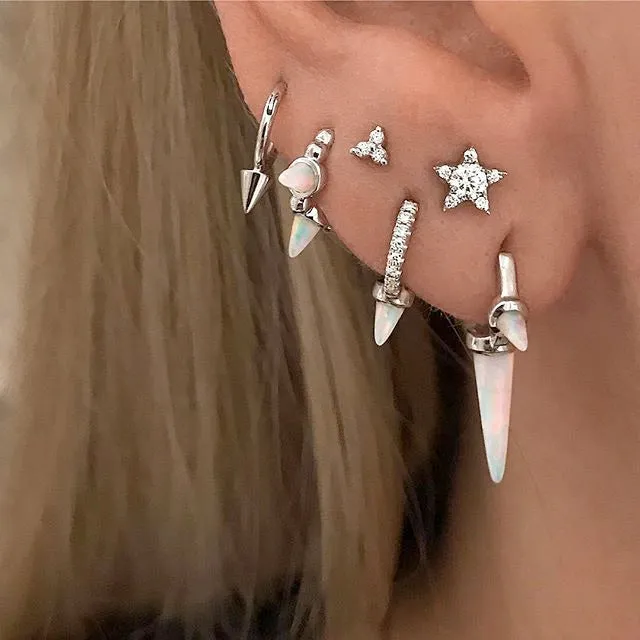 Triple Long Opal Spike Clicker Earring by Maria Tash in White Gold