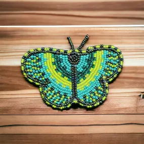 Turquoise and Neon Butterfly Beaded Barrette