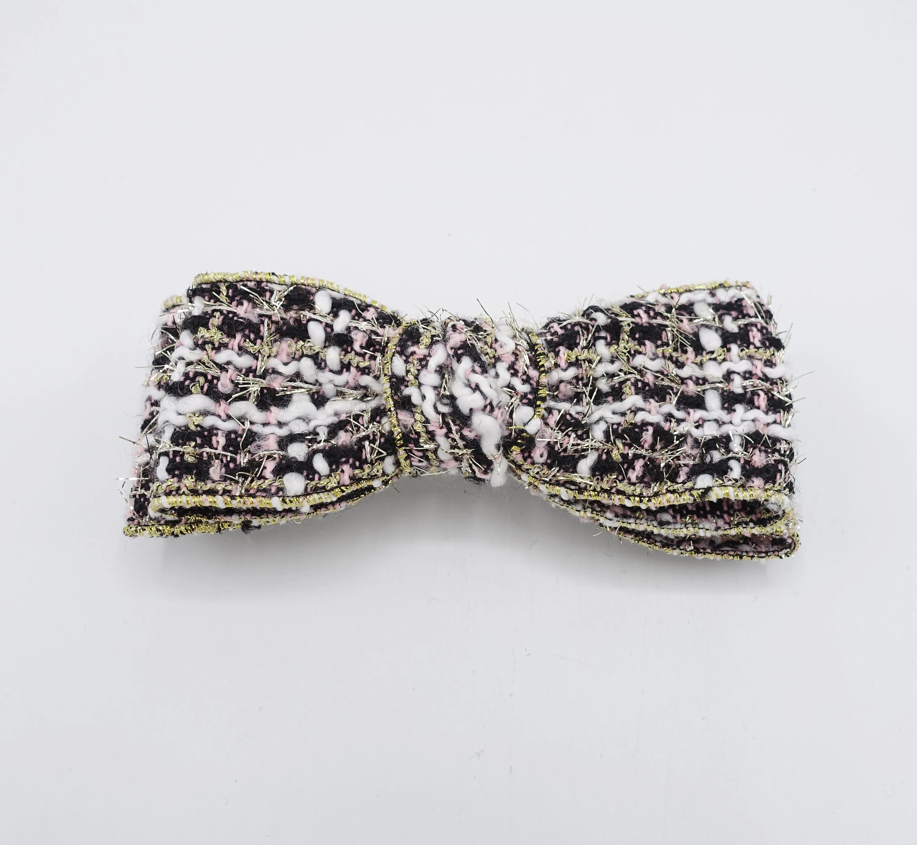 tweed hair bow, golden edge hair bow for women