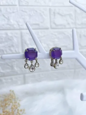 Twinkle Kundan Stud Earrings Purple