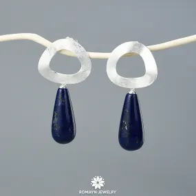 Uneven Lapis Lazuli Earrings