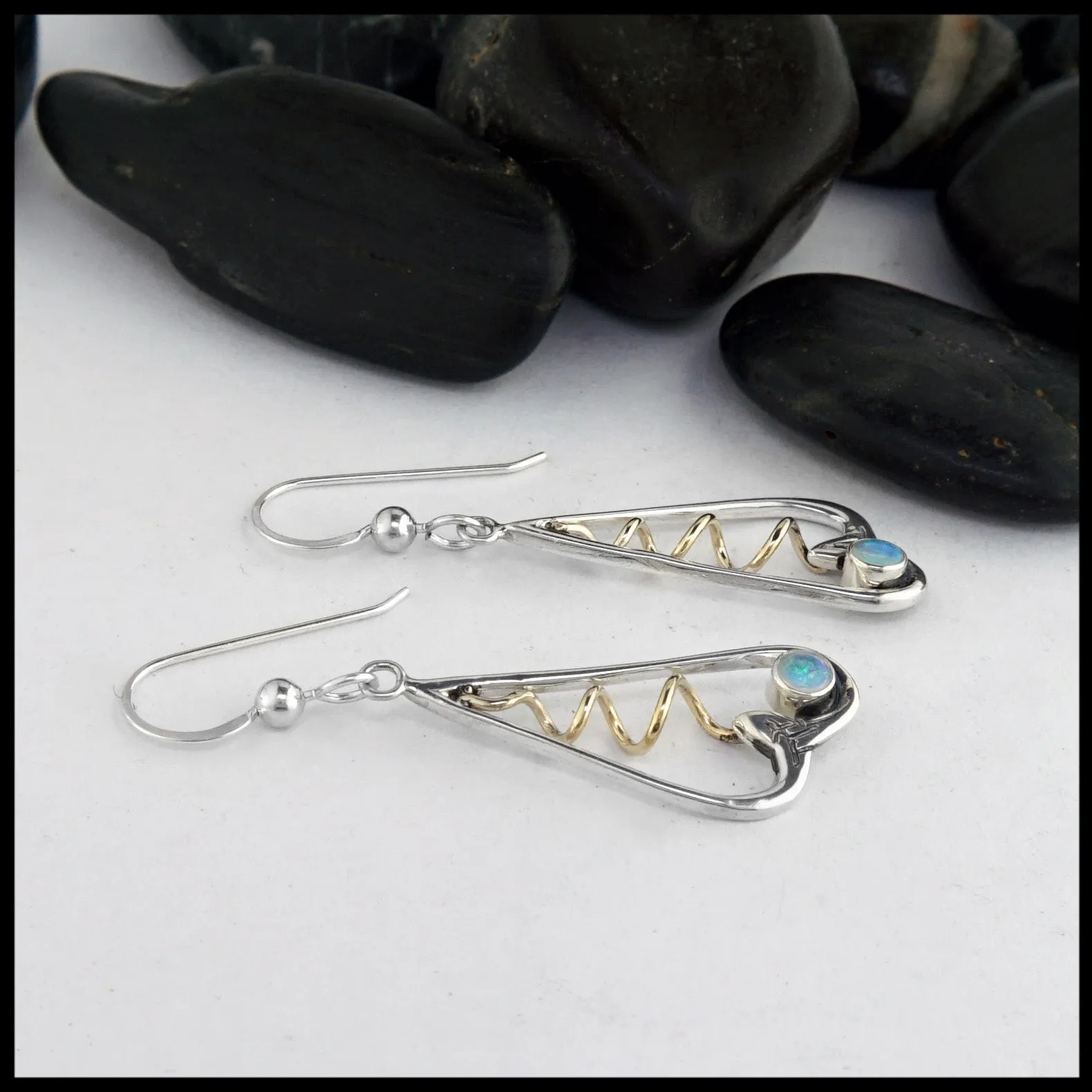 Unique Drop Earrings with Opal