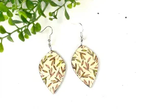 Upside Down Teardrop Fall Leaves Wood Earring Birch