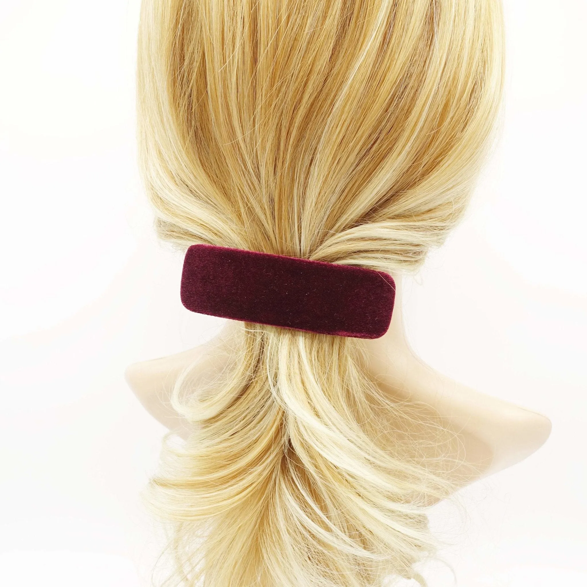 velvet hair barrette rectangle hair accessory for women