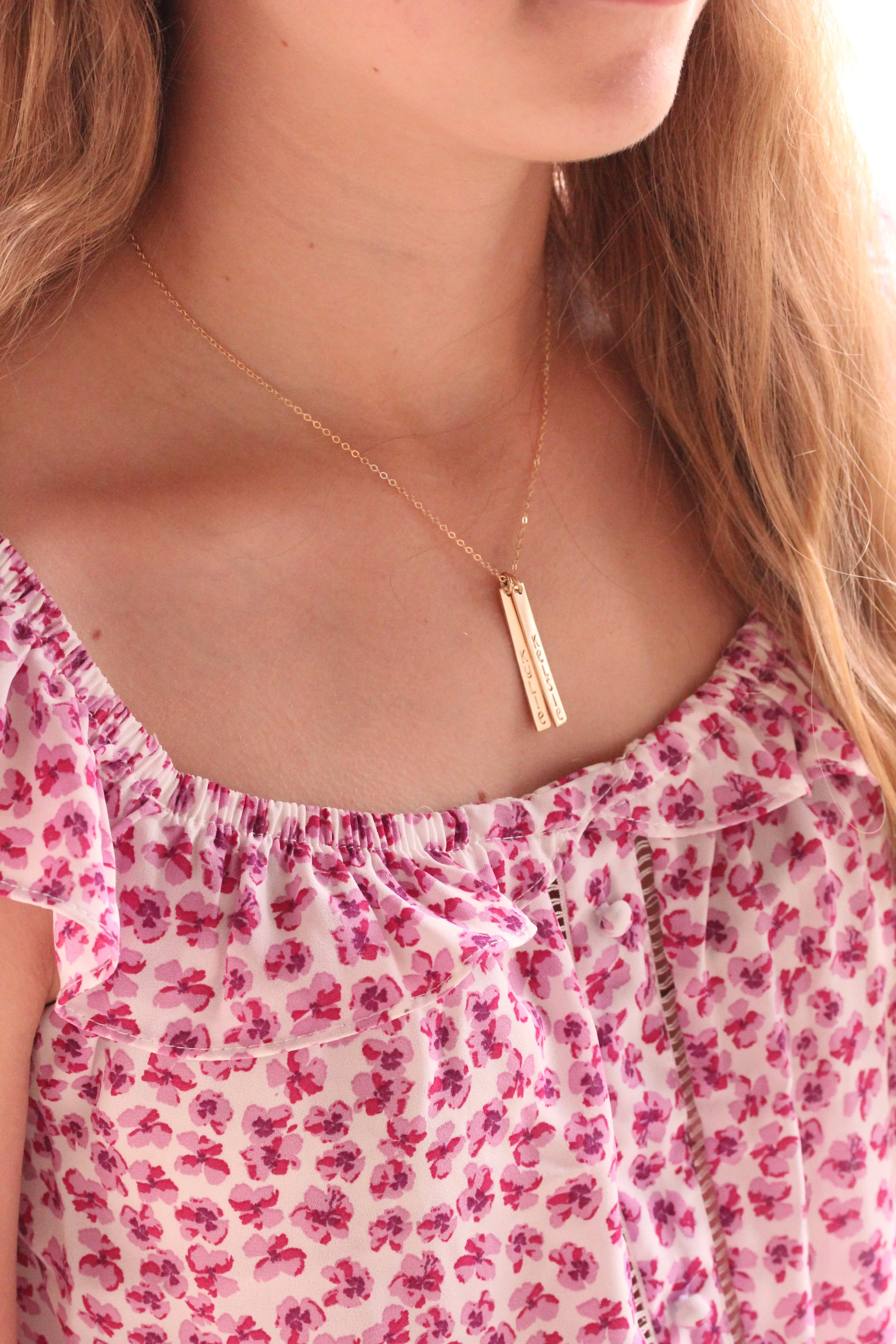 vertical name necklace {silver or gold}