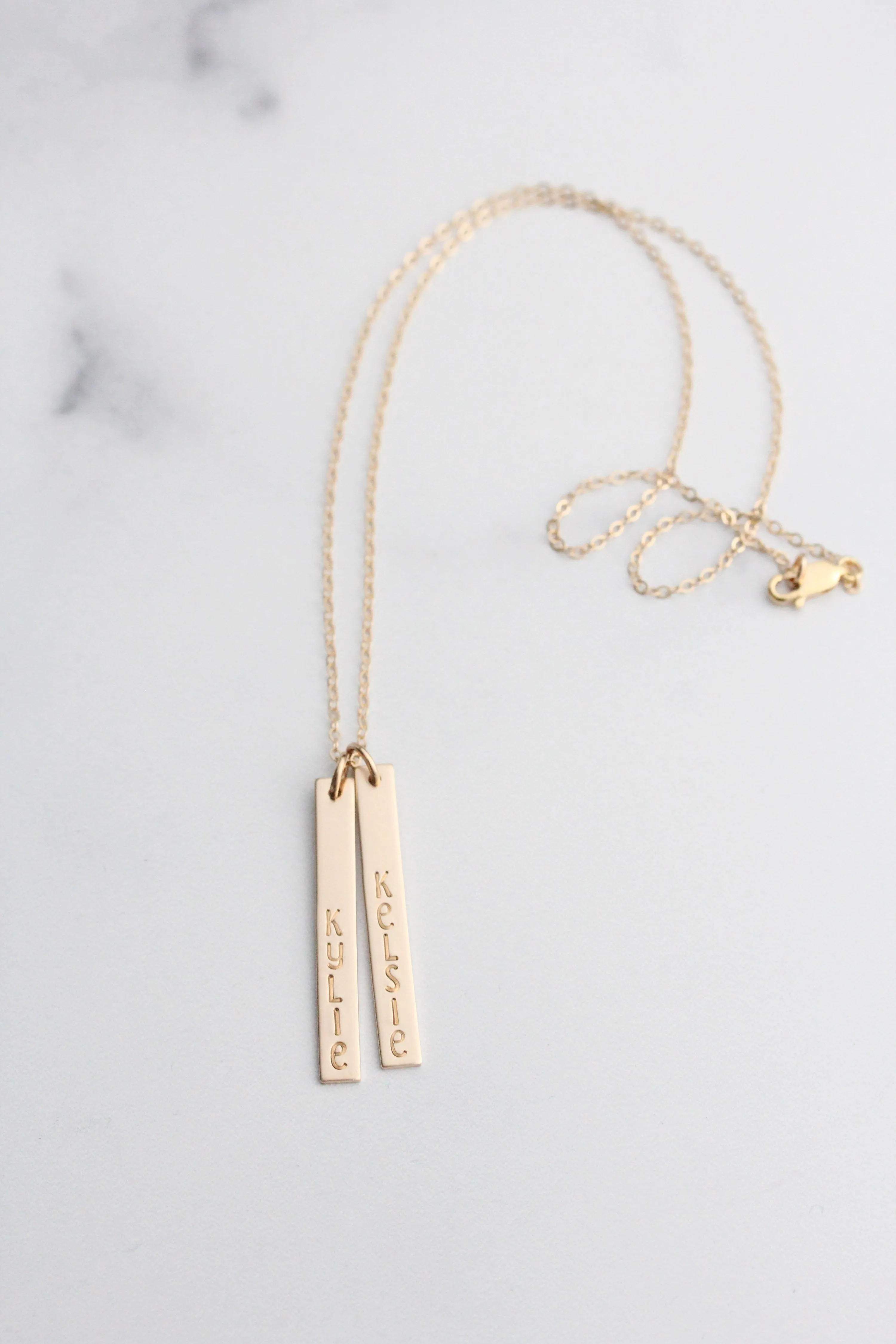 vertical name necklace {silver or gold}