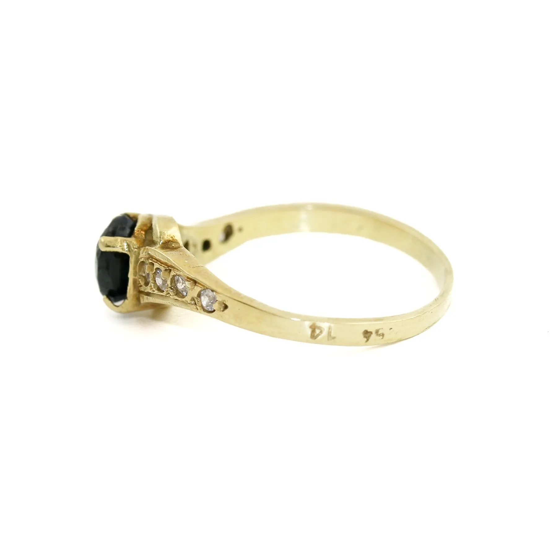 Vintage 14k Gold Dark Stone x Diamonds