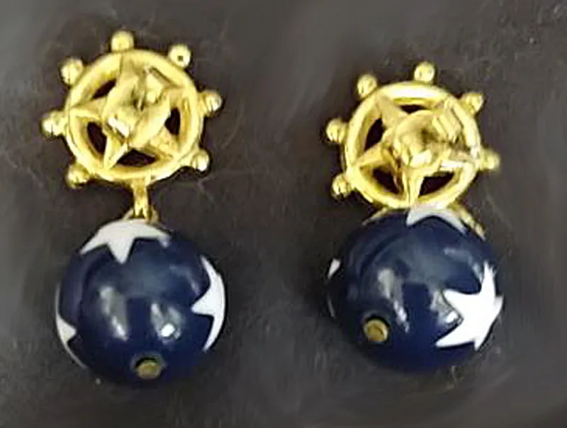 *VINTAGE NAVY, RED & WHITE STAR NAUTICAL / 4TH OF JULY EARRINGS