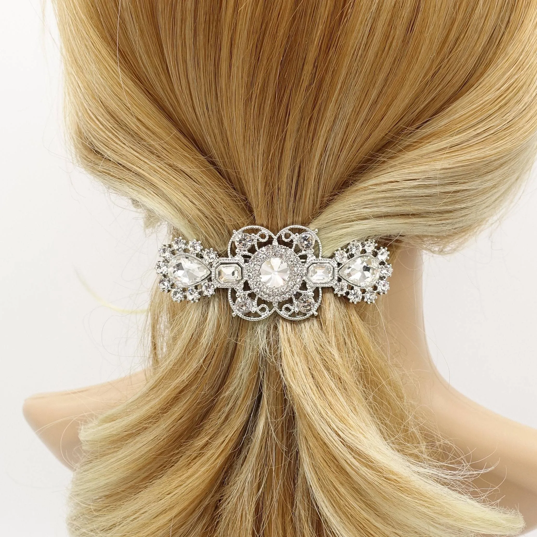 vintage rhinestone hair barrette baroque style bling hair accessory for women