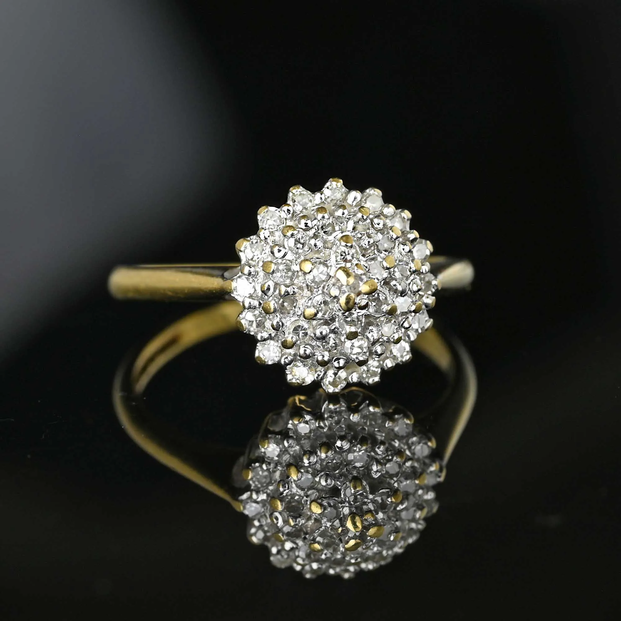 Vintage Tiered Diamond Cluster Ring in Gold