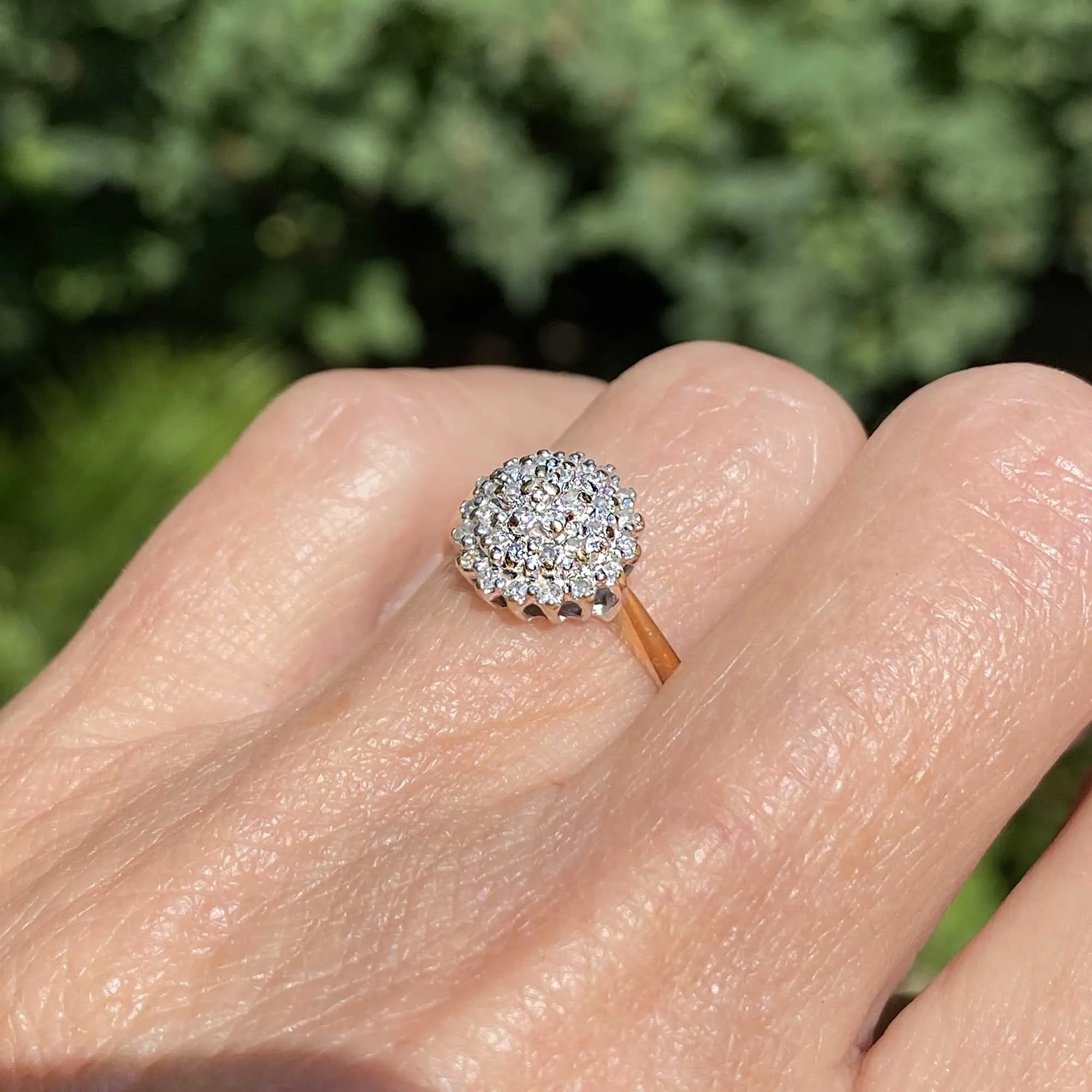 Vintage Tiered Diamond Cluster Ring in Gold