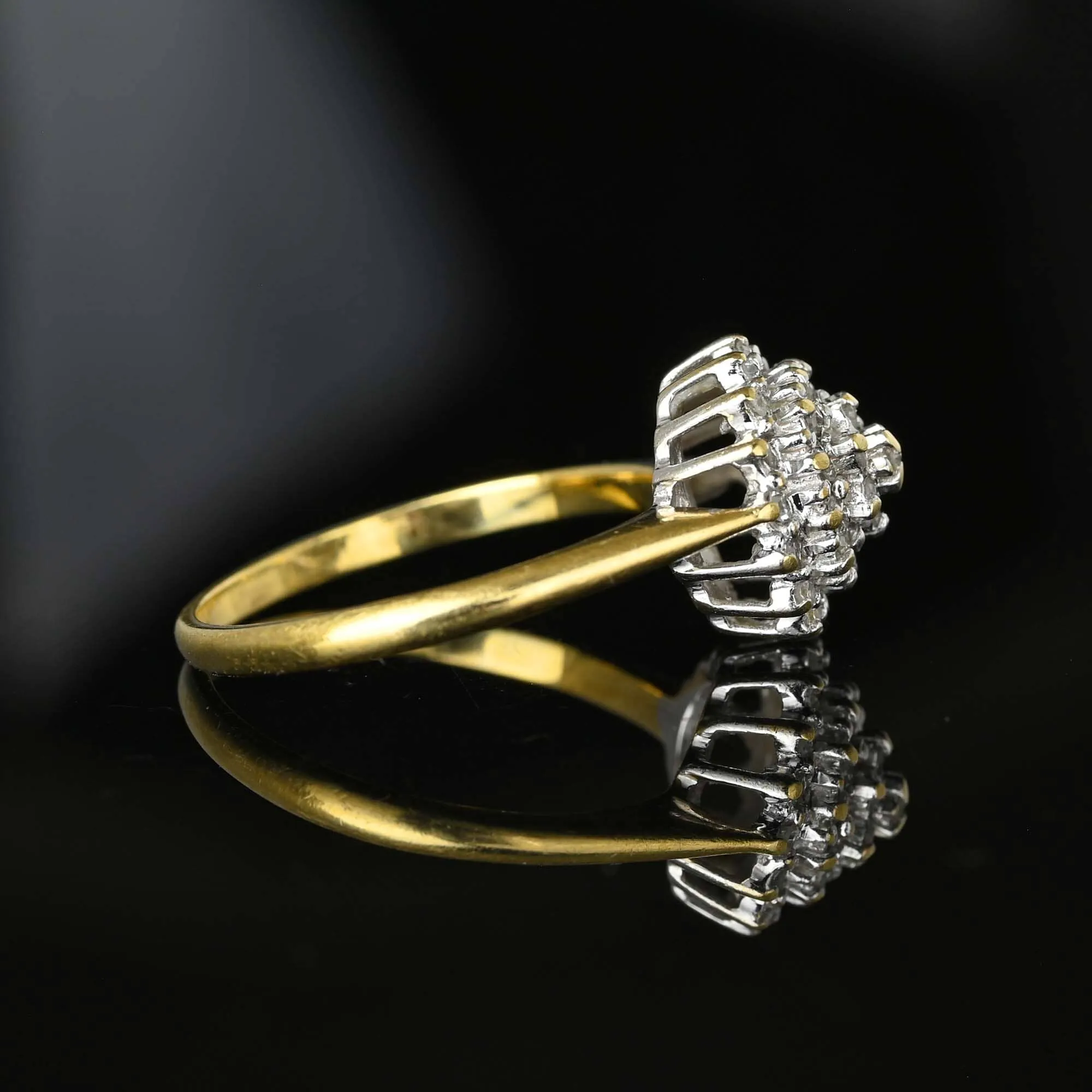 Vintage Tiered Diamond Cluster Ring in Gold