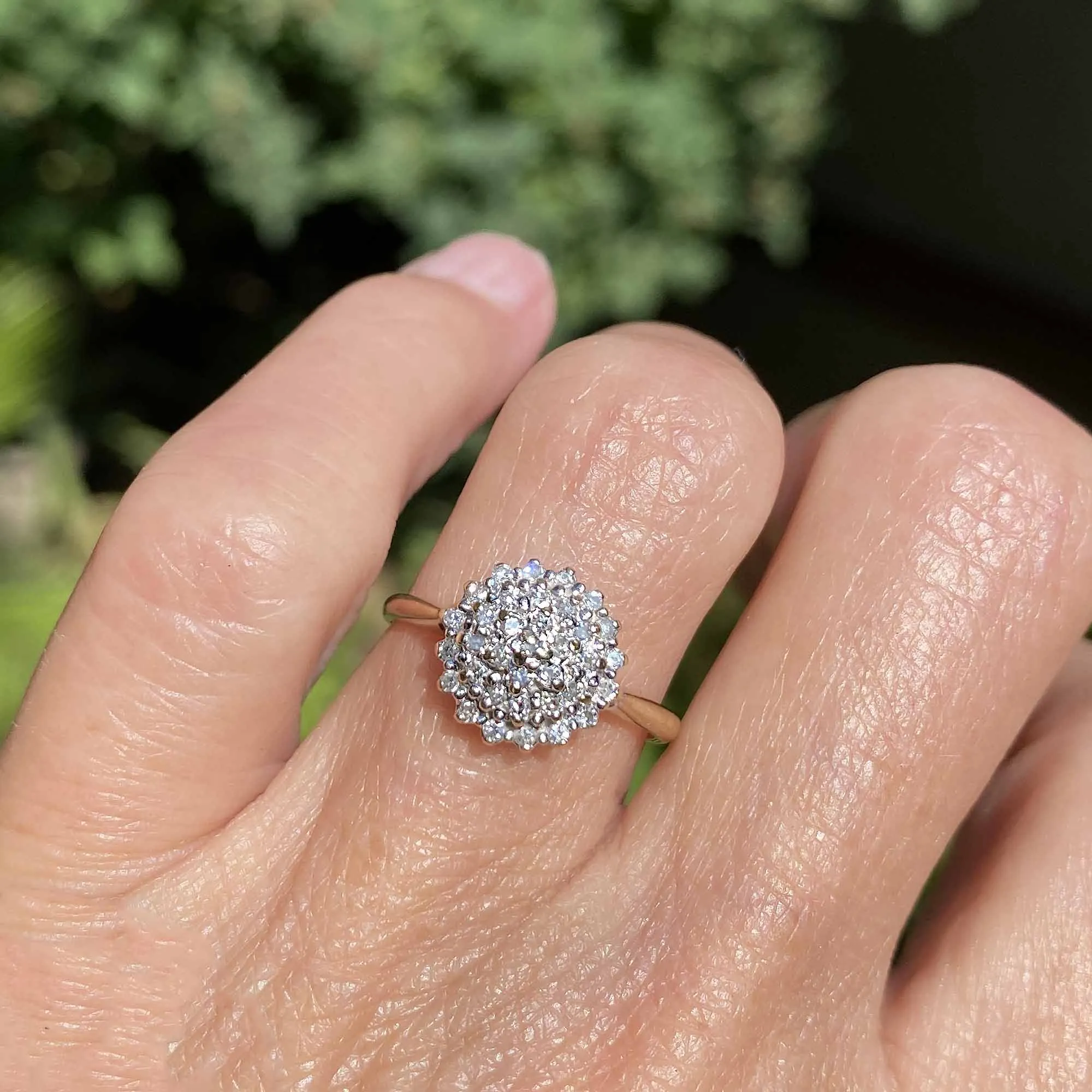 Vintage Tiered Diamond Cluster Ring in Gold