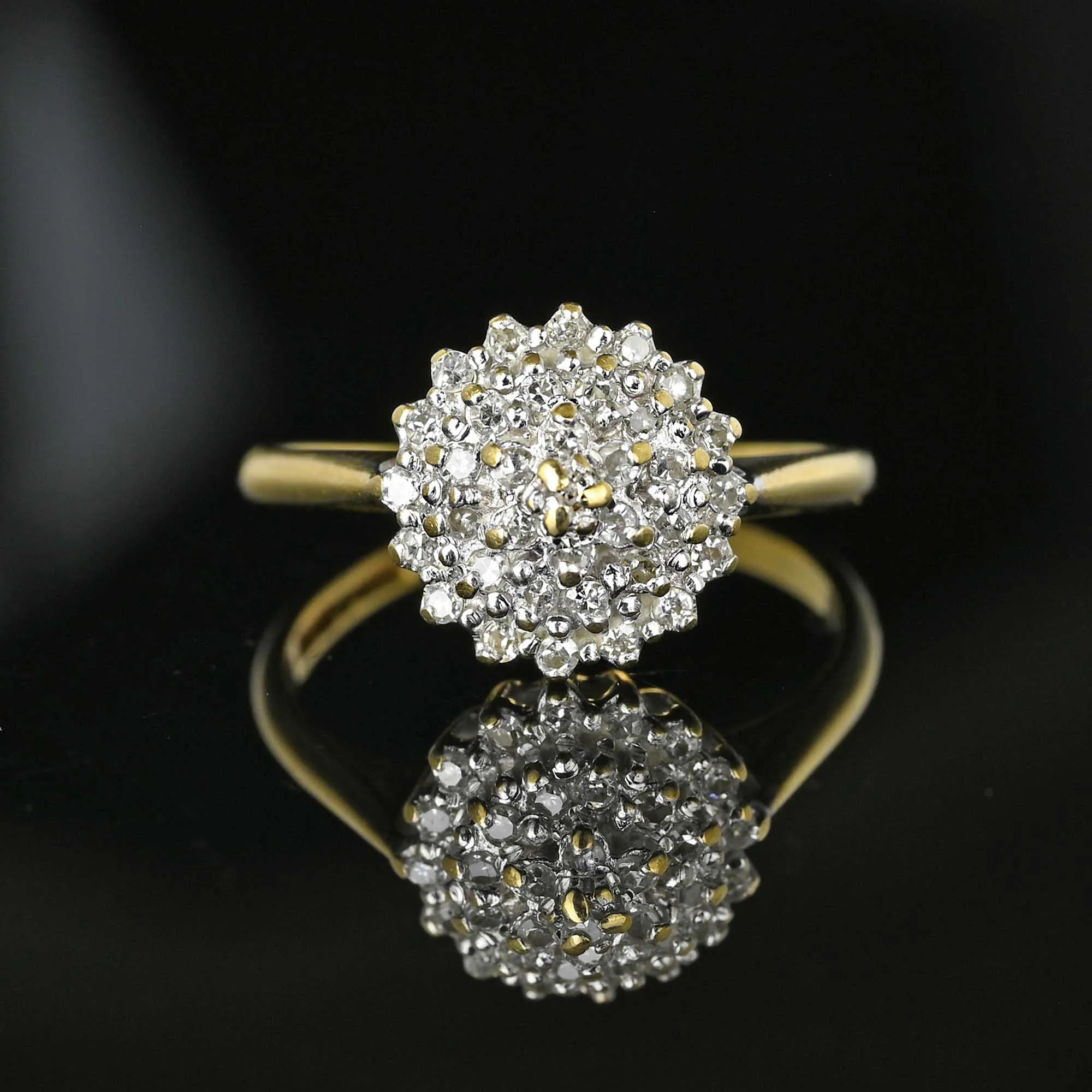 Vintage Tiered Diamond Cluster Ring in Gold