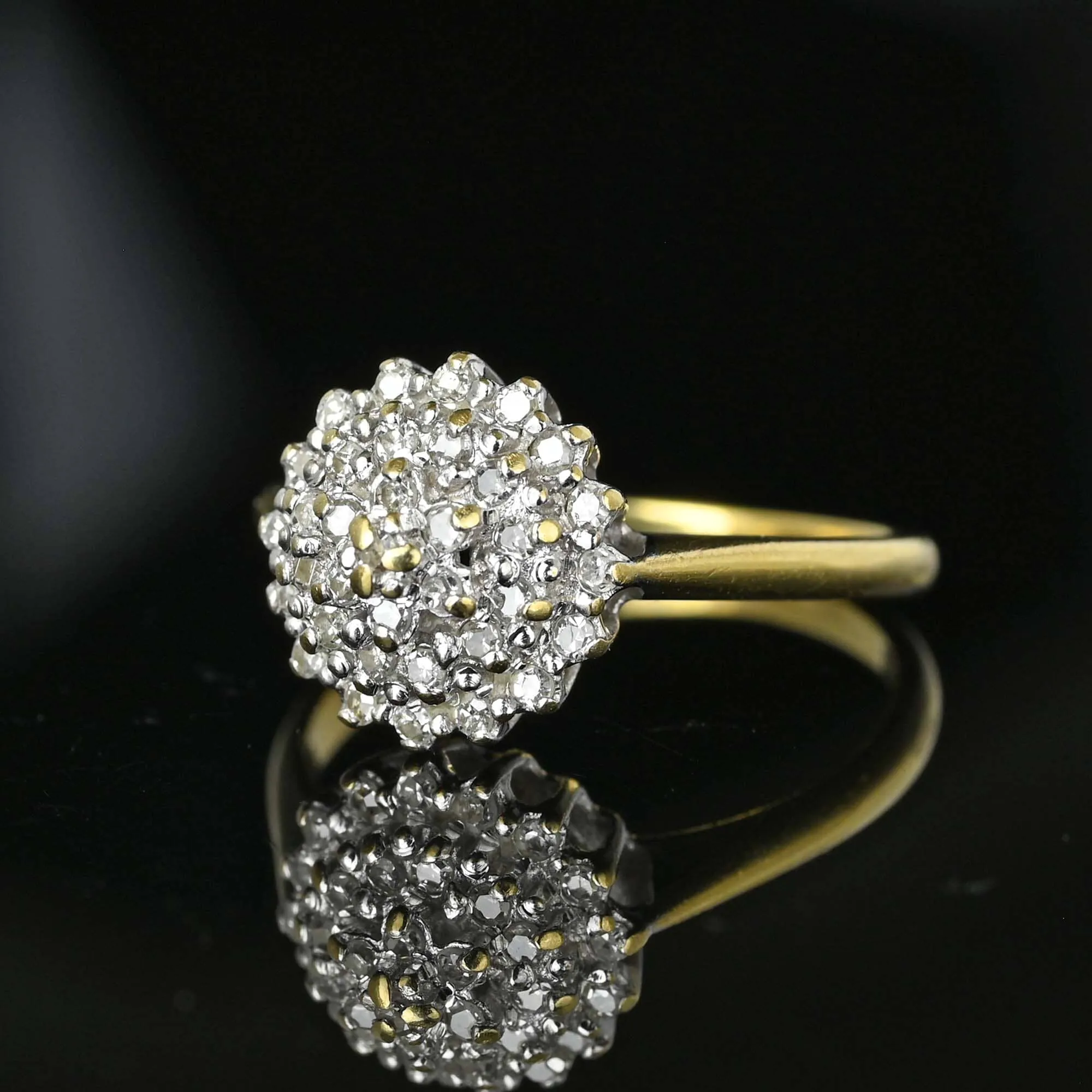 Vintage Tiered Diamond Cluster Ring in Gold