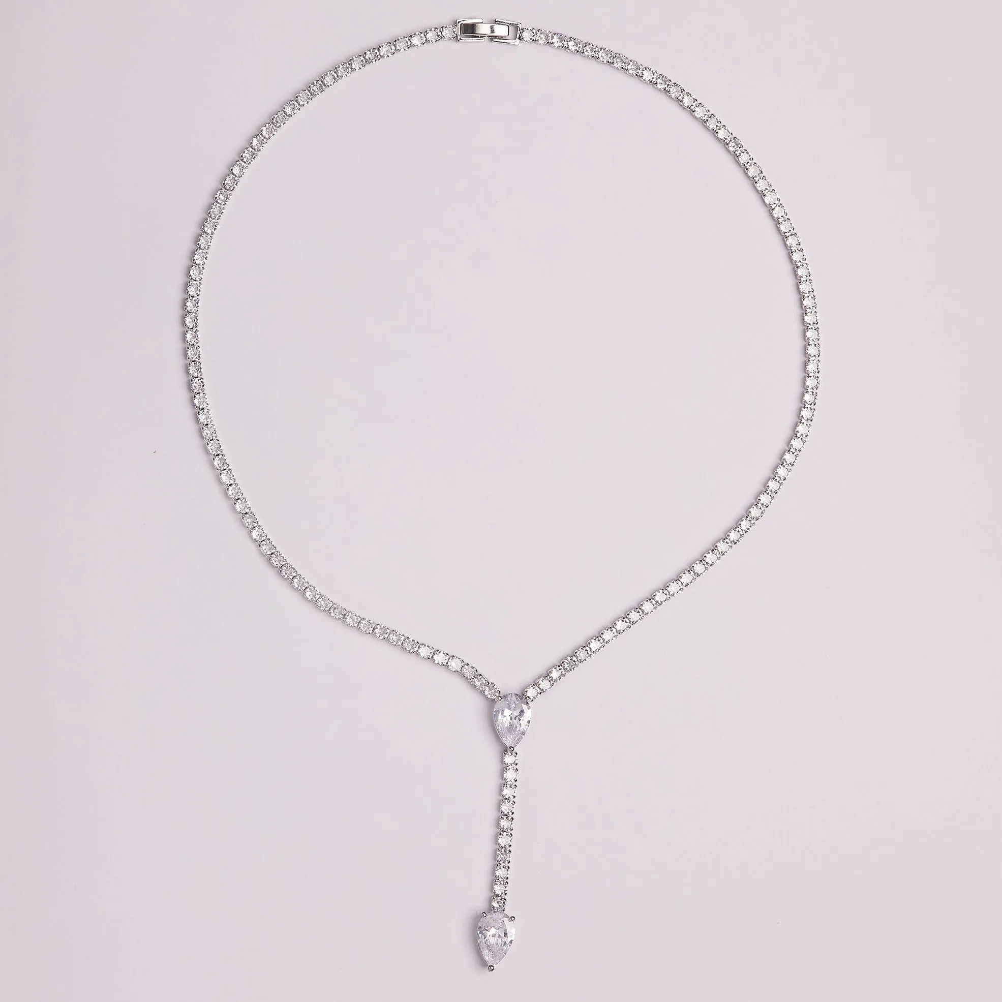 Viviana Teardrops Crystal Bridal Pendant Necklace