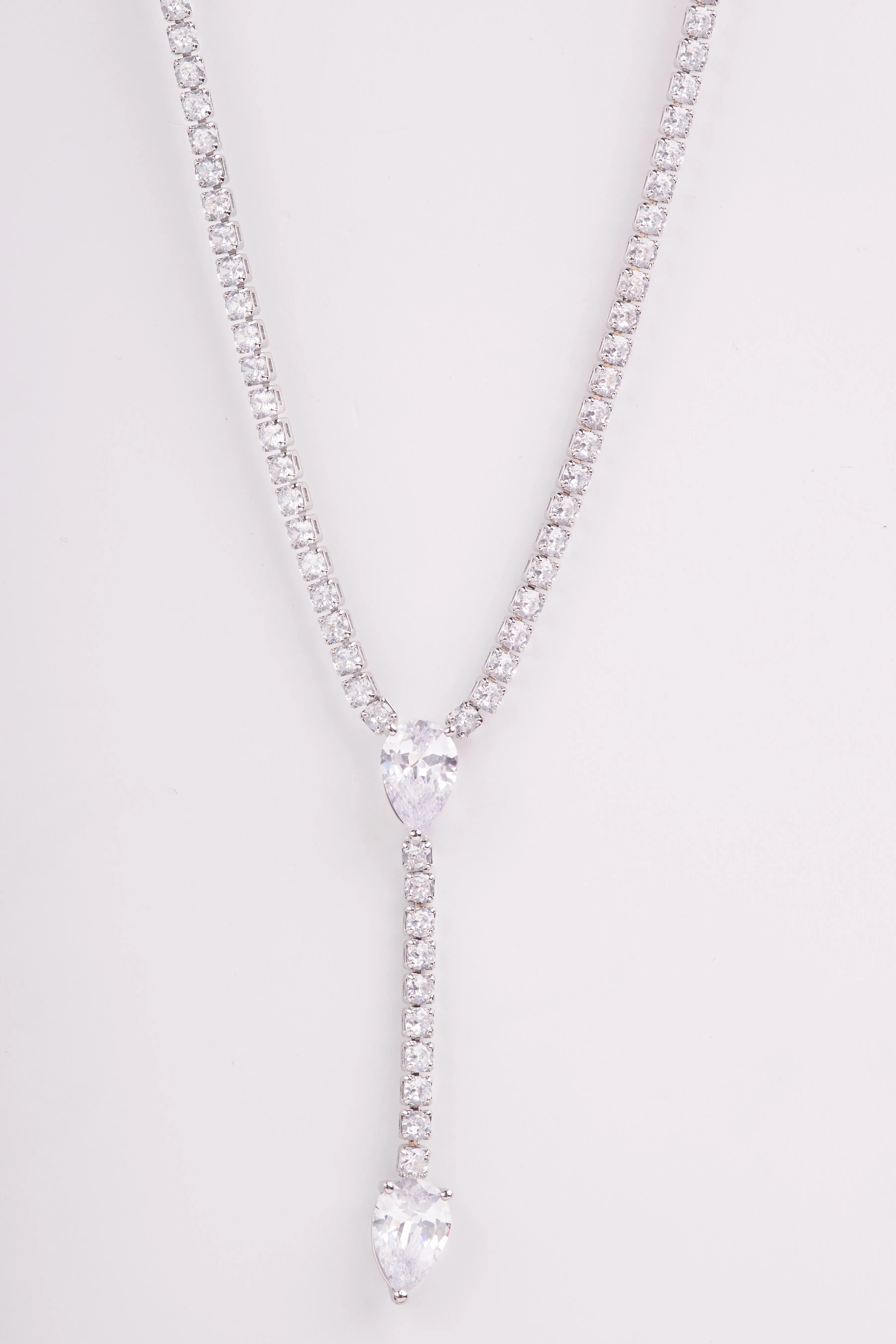 Viviana Teardrops Crystal Bridal Pendant Necklace