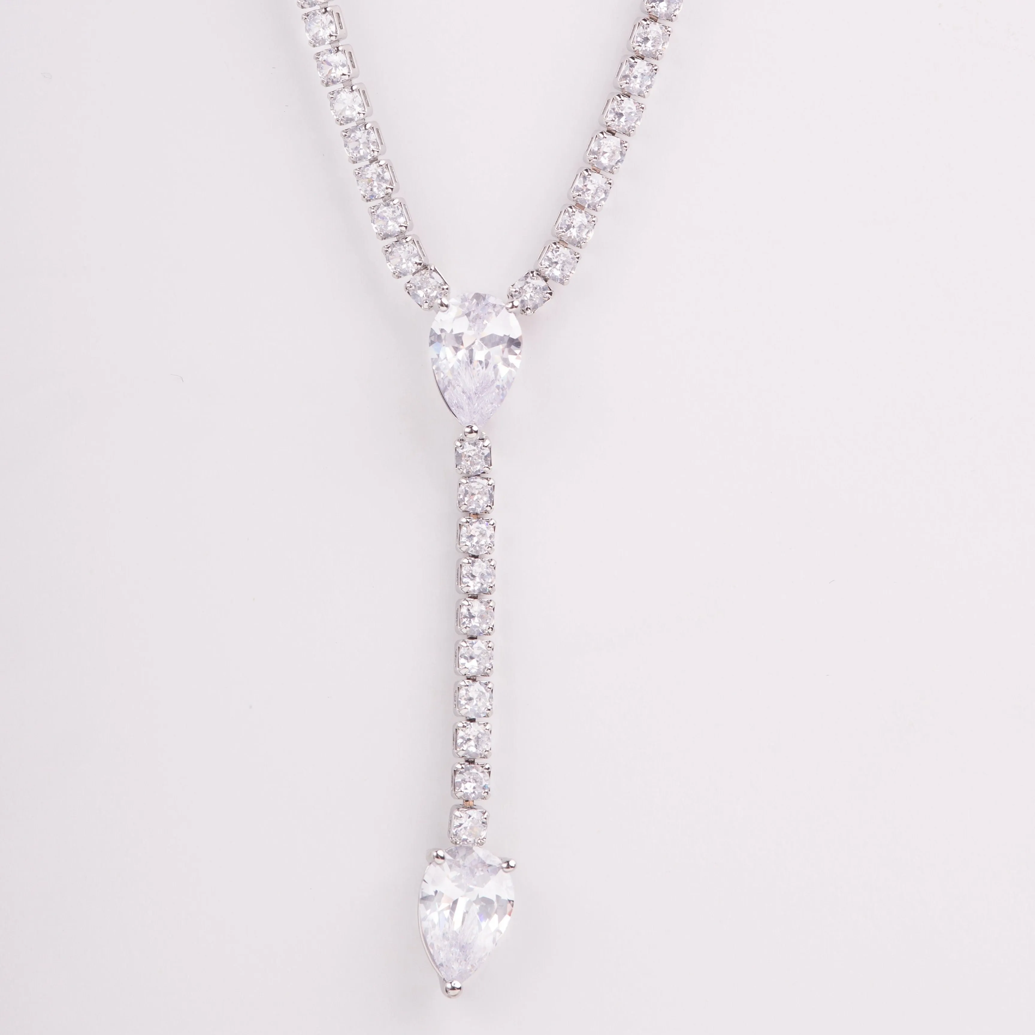 Viviana Teardrops Crystal Bridal Pendant Necklace