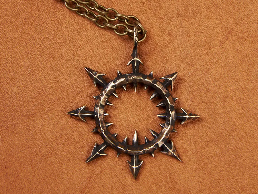 Warhammer 40K Chaos Star Hand Hammered Pendant