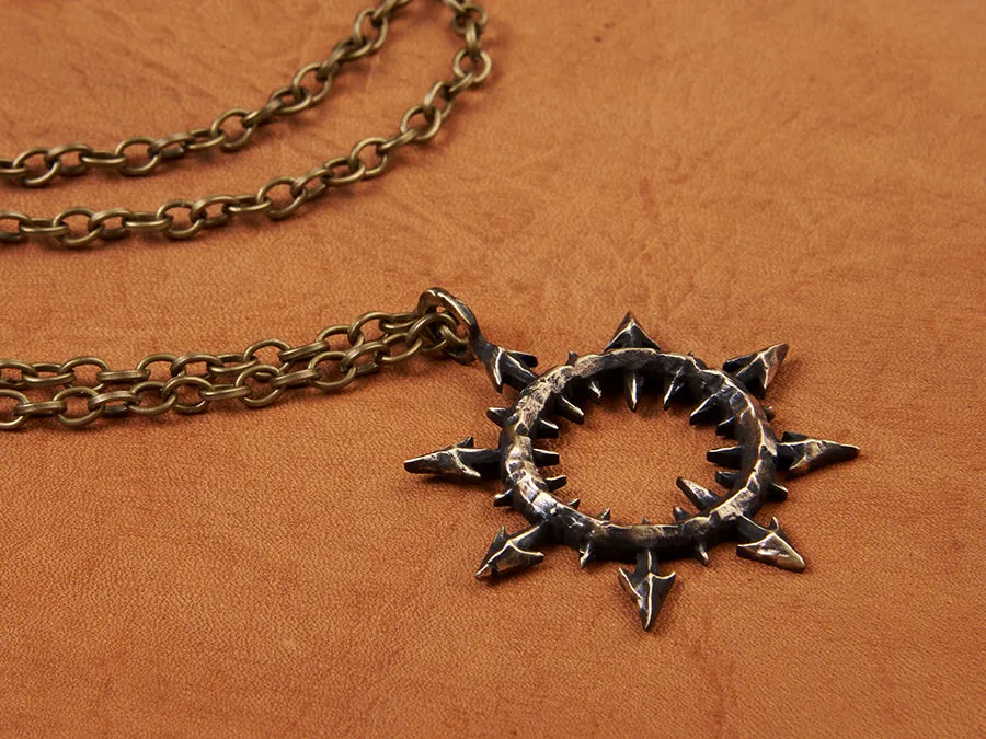 Warhammer 40K Chaos Star Hand Hammered Pendant