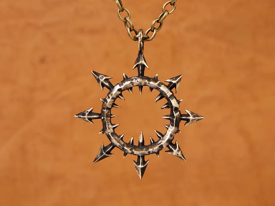 Warhammer 40K Chaos Star Hand Hammered Pendant