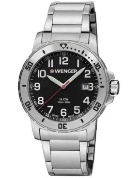 Wenger Mens Off Road - Black Dial - Stainless Steel Case and Bracelet - Date