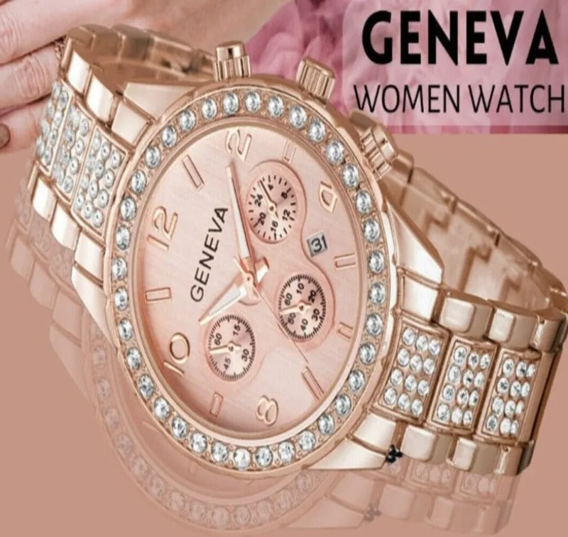 Women Classic Stainless Steel Crystal Quartz