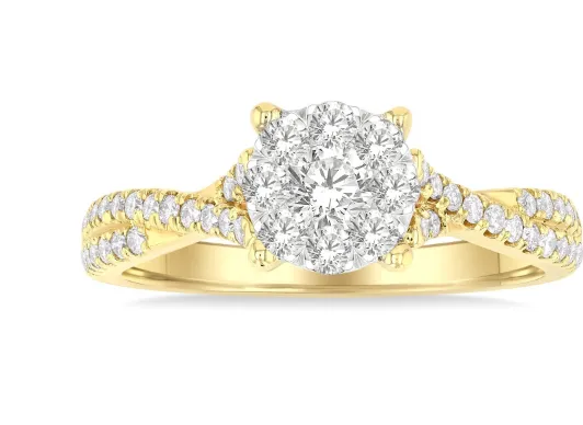 Women's Yellow Gold Lovebright Engagement Ring