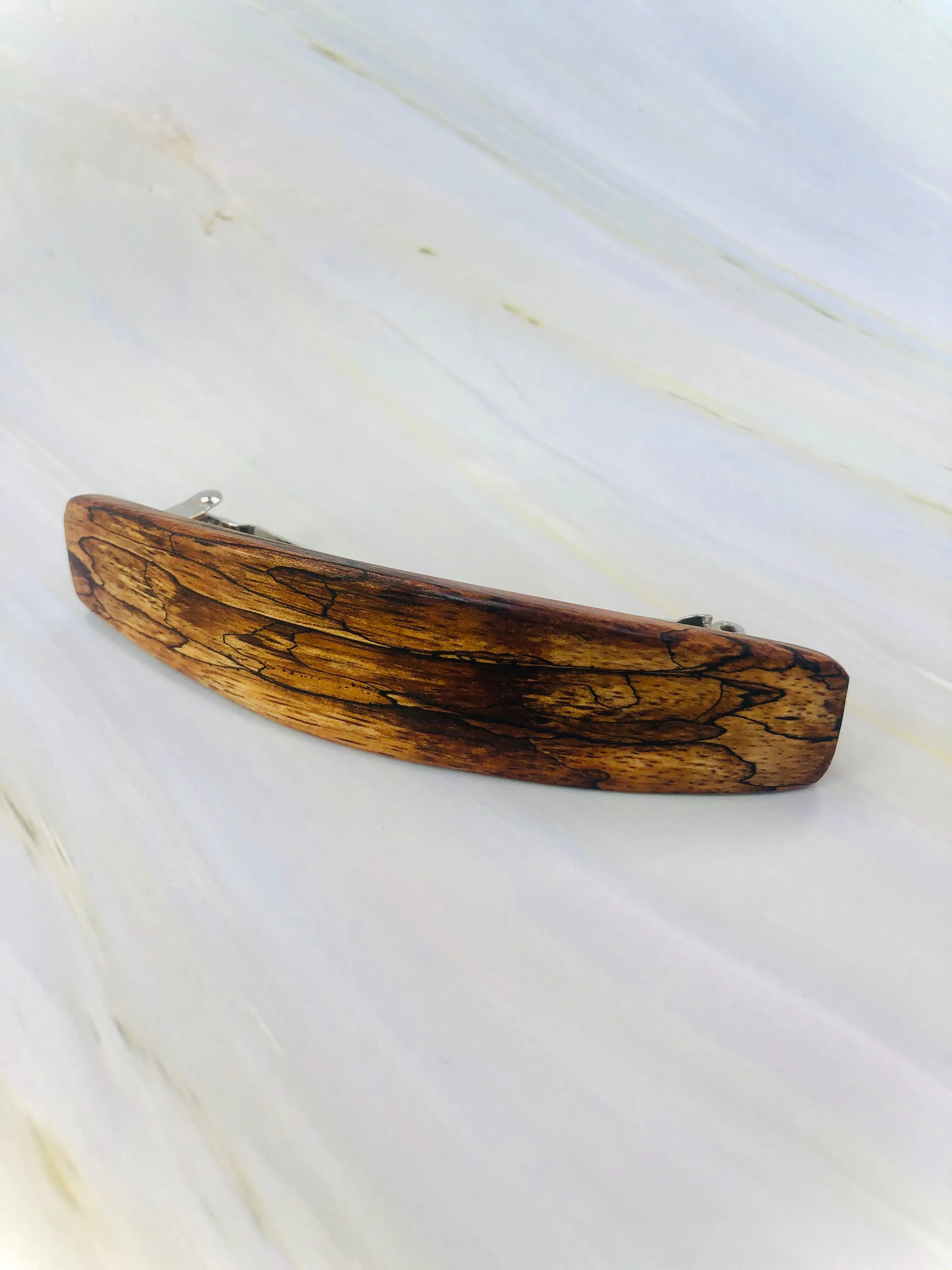 XL AAA Spalted Koa luxury wooden barrette, wood hair clip