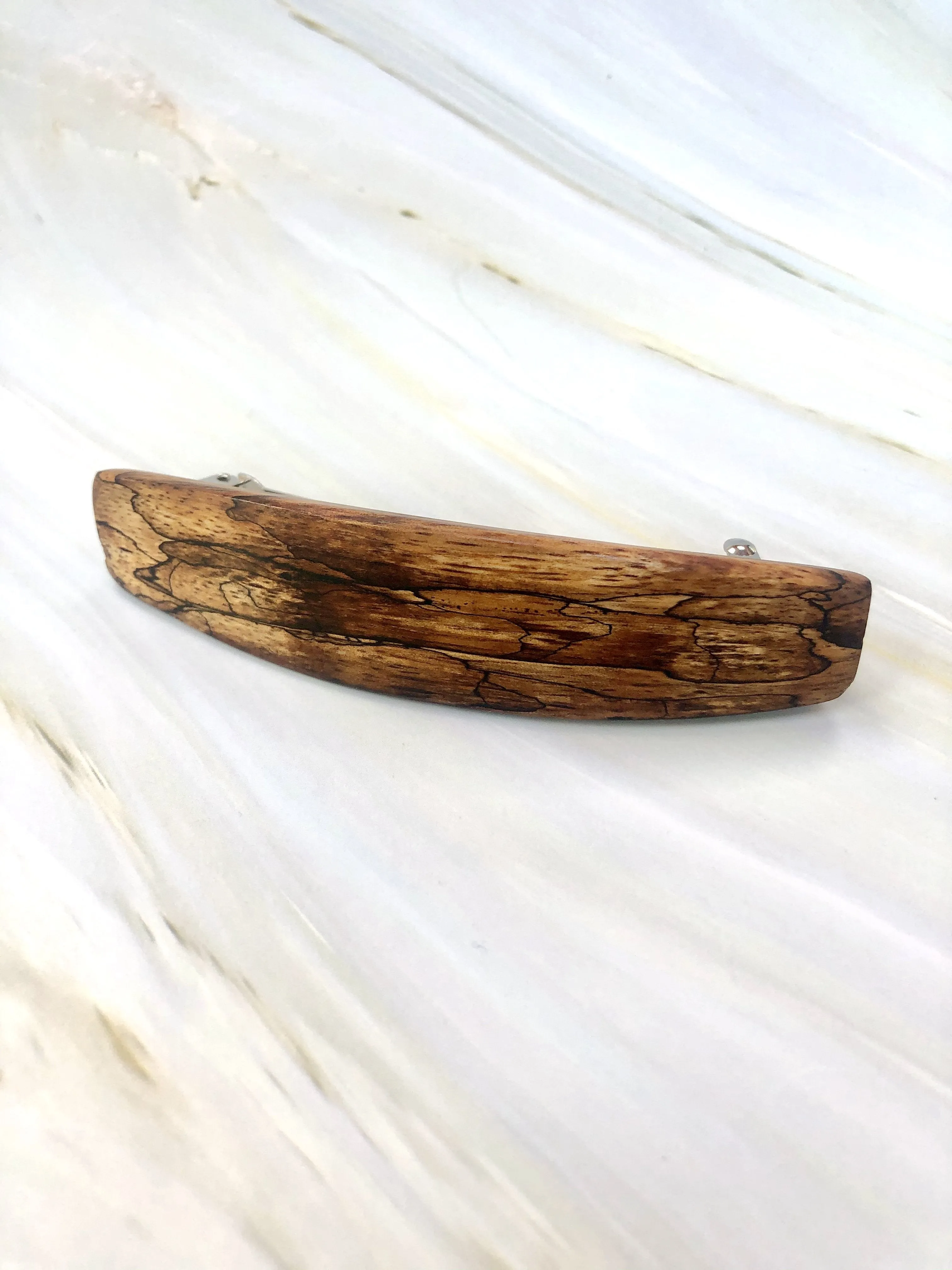 XL AAA Spalted Koa luxury wooden barrette, wood hair clip