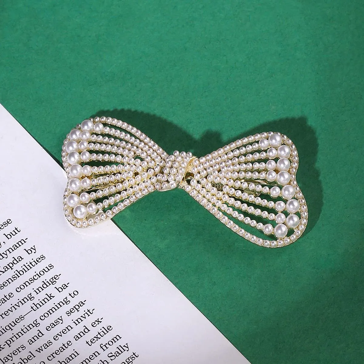 Yellow Chimes Hair Clips for Women Girls Barrette Hair Clips for Women Hair Accessories for Women Bow Clip for Women White Pearl French Barrette Hair Clips for Women and Girls Gift For Women & Girls