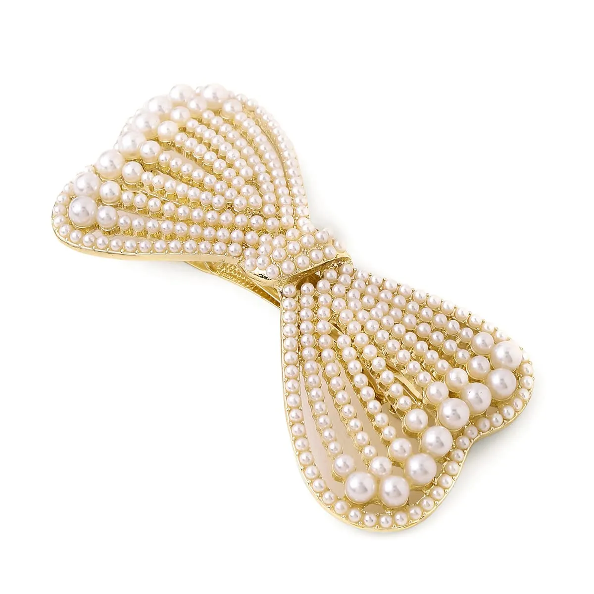 Yellow Chimes Hair Clips for Women Girls Barrette Hair Clips for Women Hair Accessories for Women Bow Clip for Women White Pearl French Barrette Hair Clips for Women and Girls Gift For Women & Girls