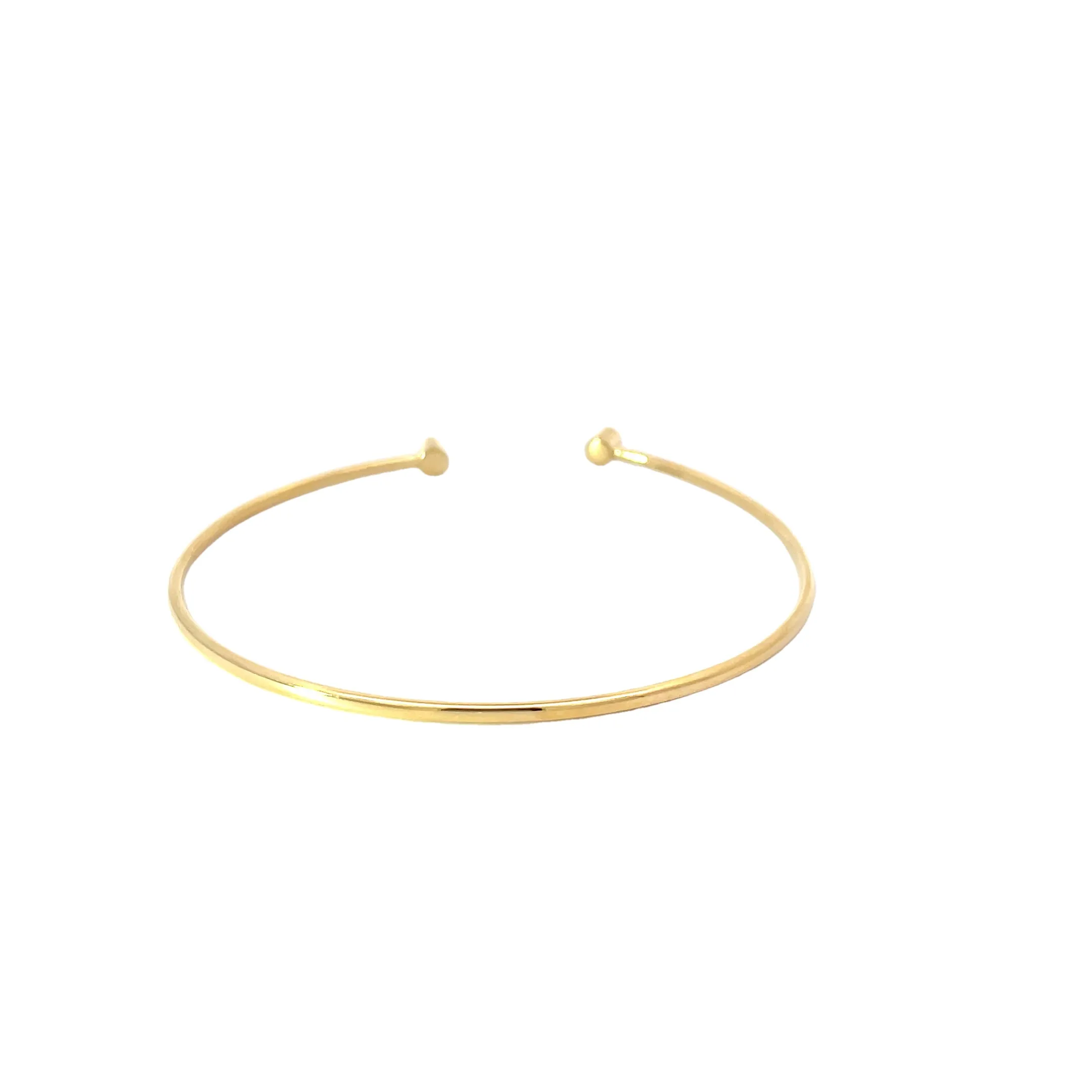 Yellow Gold Cylinder End Cuff Bracelet