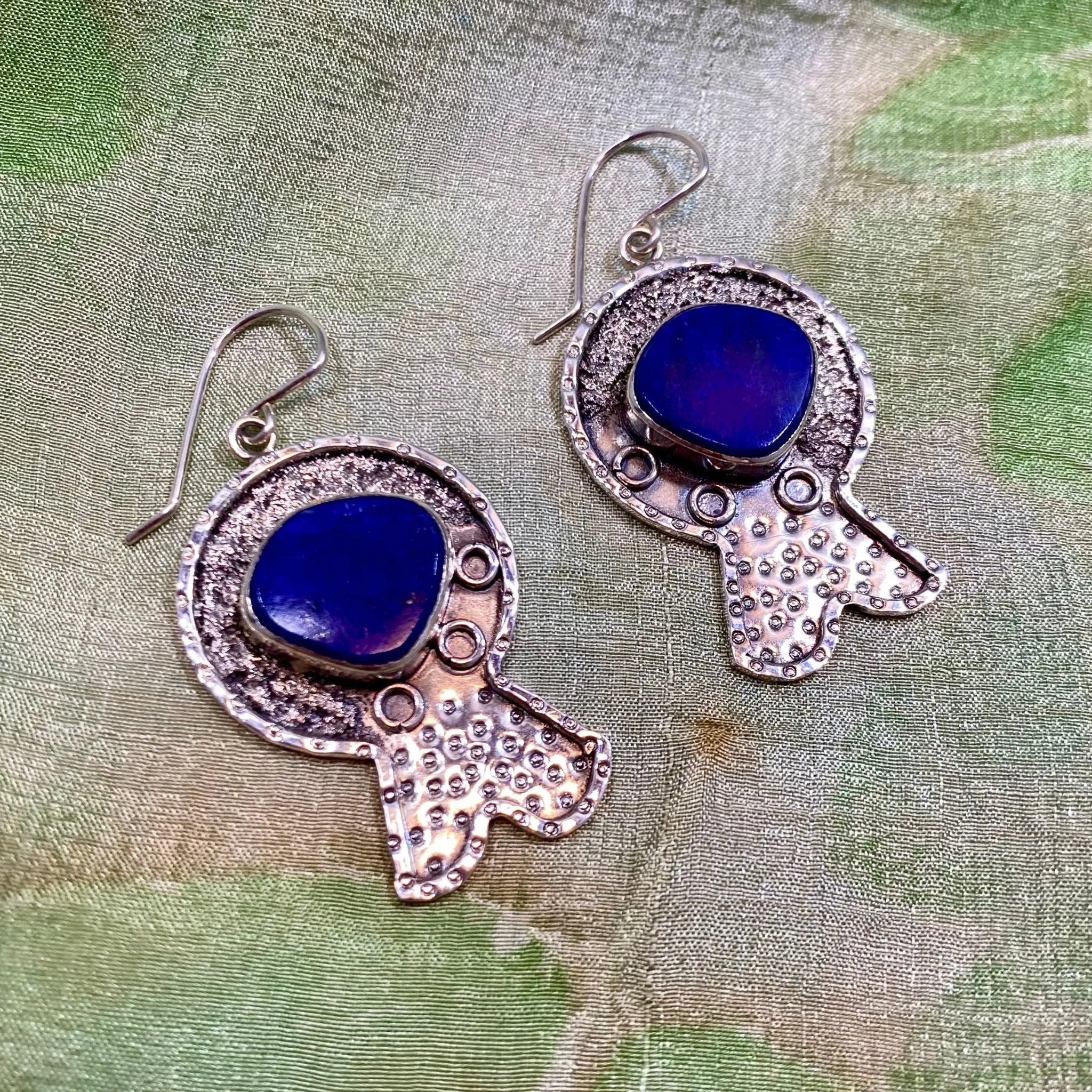 Zarina Silver & Lapis Lazuli Earrings from Tajikistan