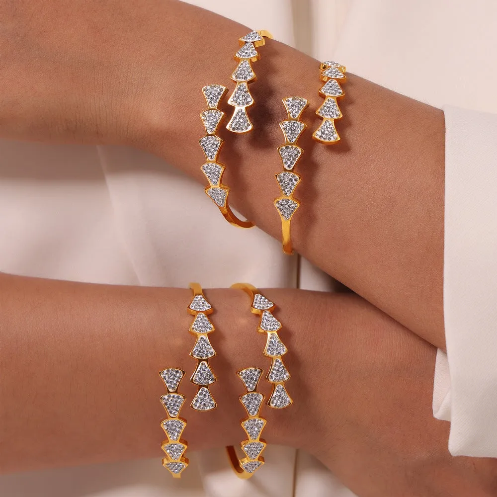 Zircon-encrusted Geometric Titanium Steel Gold-plated Bracelet